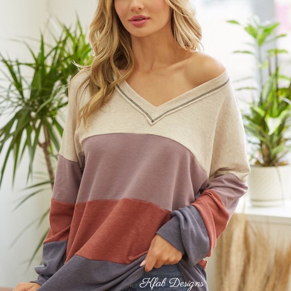 ❤️LAST 1! SALE! V Neck Lavender/Rust Thermal Super Soft Pullover! - Picture 8 of 8